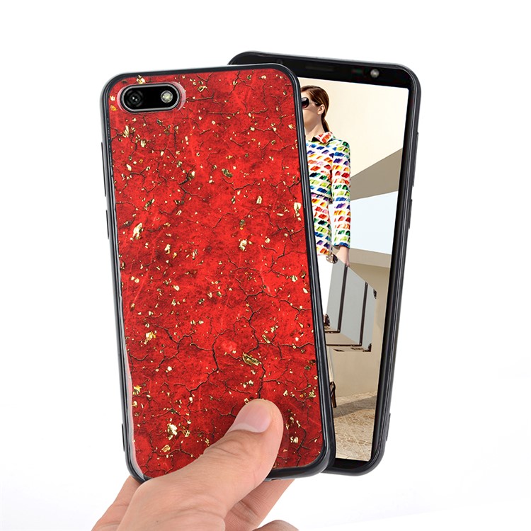 Epoxy Gold-stamping TPU Cell Phone Shell for Huawei Y5 (2018) - Red-3