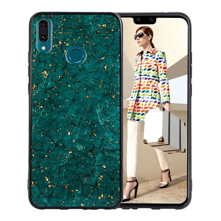 Epoxy Gold-stamping TPU Back Shell for Huawei Y9 (2019) / Enjoy 9 Plus - Green-1