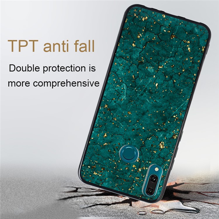 Epoxy Gold-stamping TPU Back Shell for Huawei Y9 (2019) / Enjoy 9 Plus - Green-3