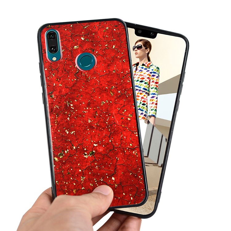 Epoxy Gold-stamping TPU Back Cover for Huawei Y9 (2019) / Enjoy 9 Plus - Red-4
