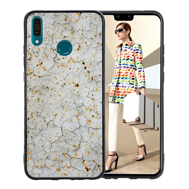 Epoxy Gold-stamping TPU Phone Casing for Huawei Y9 (2019) / Enjoy 9 Plus - White-1