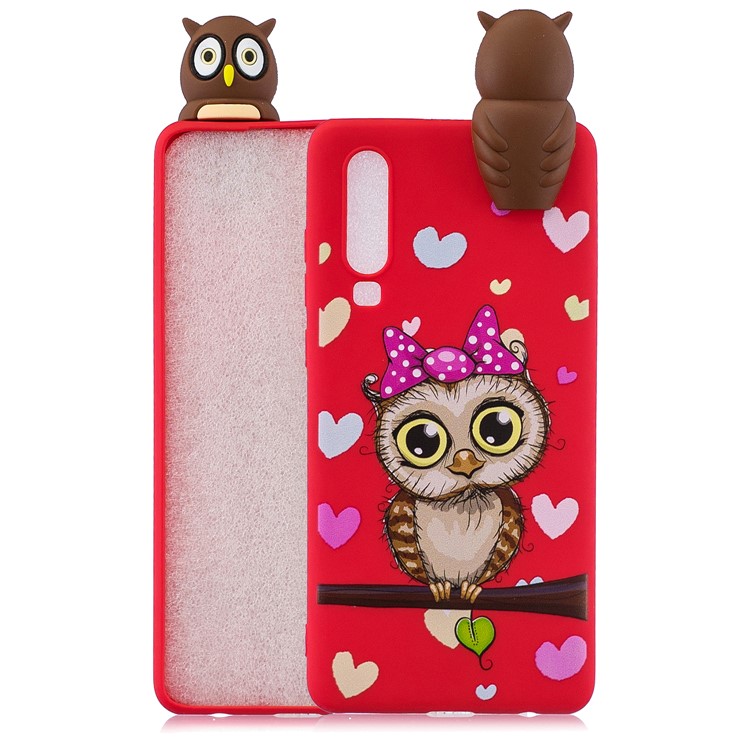 3D Cute Doll Pattern Printing TPU Case for Huawei P30 - Female Owl-1
