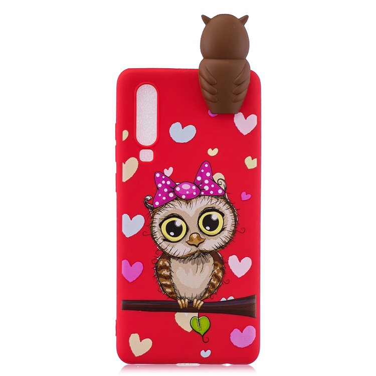 3D Cute Doll Pattern Printing TPU Case for Huawei P30 - Female Owl-2