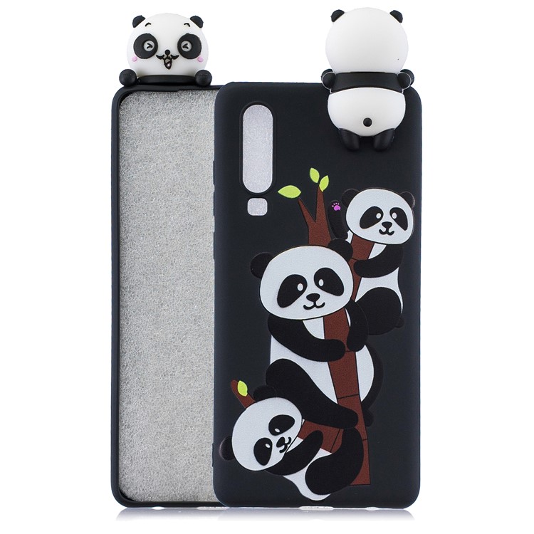 3D Cute Doll Pattern Printing TPU Case Cover Shell for Huawei P30 - Lovely Pandas-1