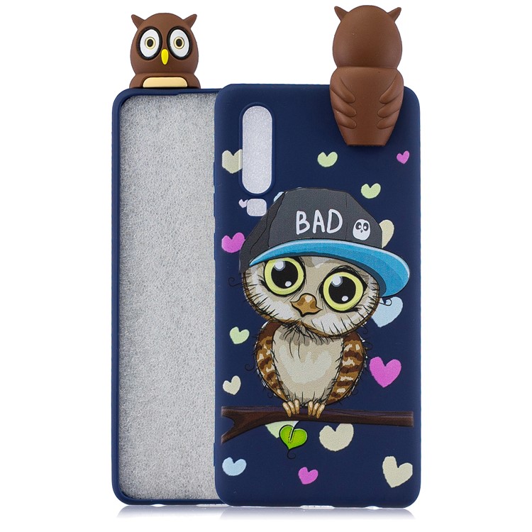 3D Cute Doll Pattern Printing TPU Case Accessory for Huawei P30 - Male Owl-1