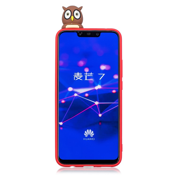 Boneca 3D Bonito Padrão De Impressão TPU Capa Protetora Para Huawei Mate 20 Lite - Coruja Fêmea-3