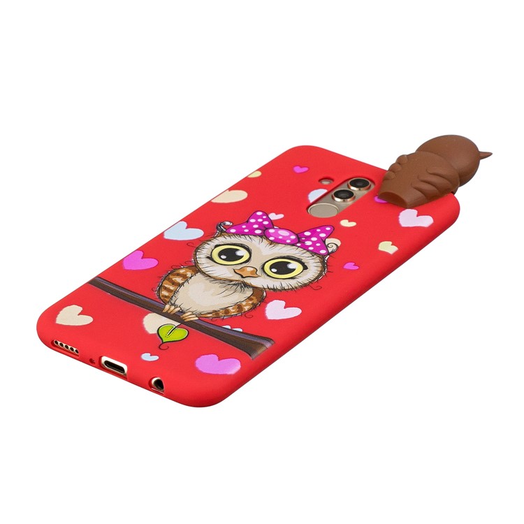 Boneca 3D Bonito Padrão De Impressão TPU Capa Protetora Para Huawei Mate 20 Lite - Coruja Fêmea-4