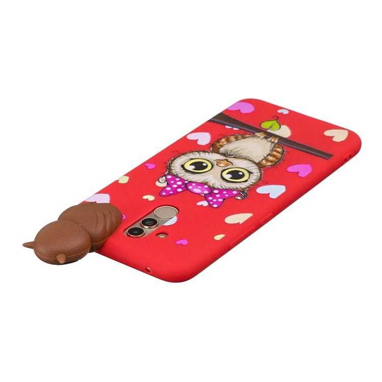 Boneca 3D Bonito Padrão De Impressão TPU Capa Protetora Para Huawei Mate 20 Lite - Coruja Fêmea-5