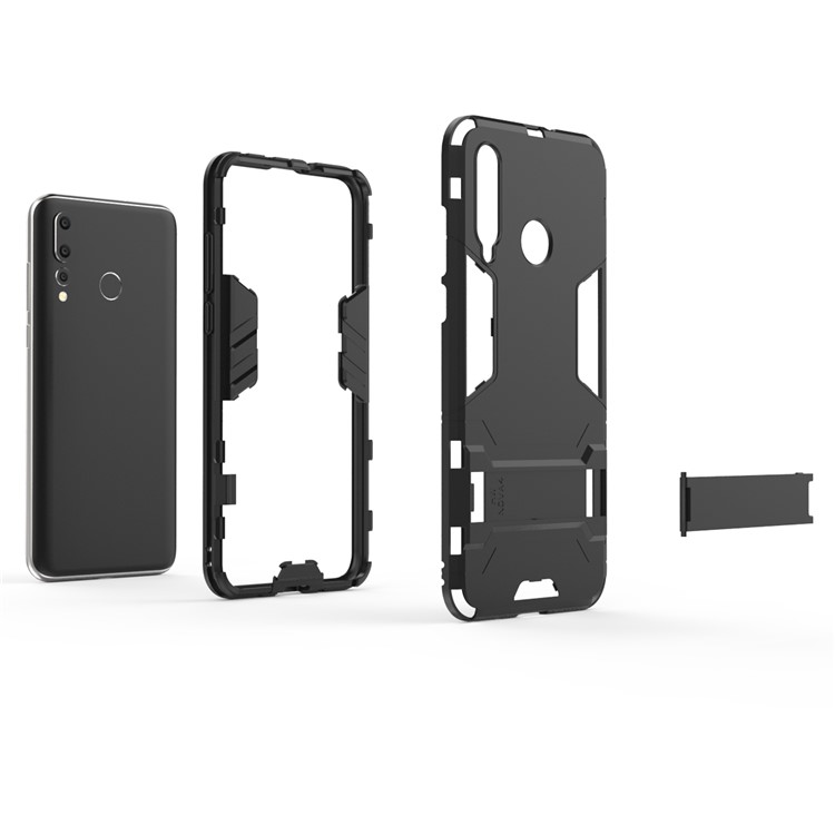 Cool Guard Plastic + TPU Hybrid -hülle Mit Ständer Für Huawei Nova 4 - Schwarz