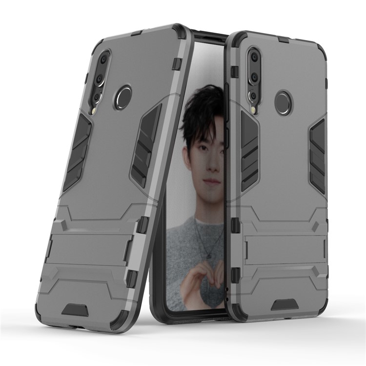 Cool Guard Plastic + TPU Hybrid Shell with Kickstand for Huawei nova 4 - Grey-1