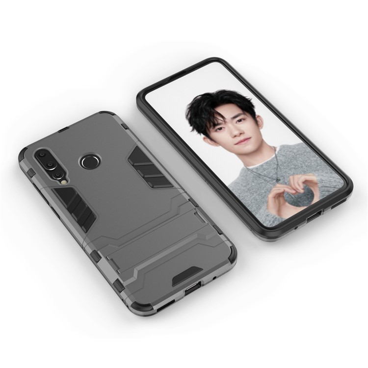 Cool Guard Plastic + TPU Hybrid Shell with Kickstand for Huawei nova 4 - Grey-4