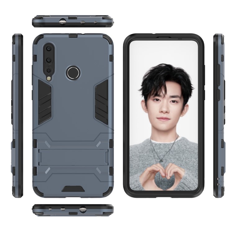 Cool Guard Kickstand Plastic + TPU Hybrid Protector Cover for Huawei nova 4 - Dark Blue-2