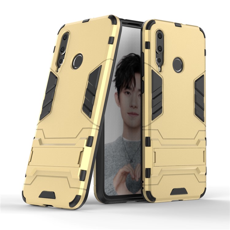 Cool Guard Kickstand Plastic + TPU Hybrid Cell Phone Case for Huawei nova 4 - Gold-1