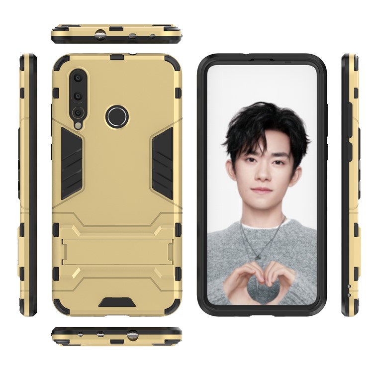 Cool Guard Kickstand Plastic + TPU Hybrid Cell Phone Case for Huawei nova 4 - Gold-2