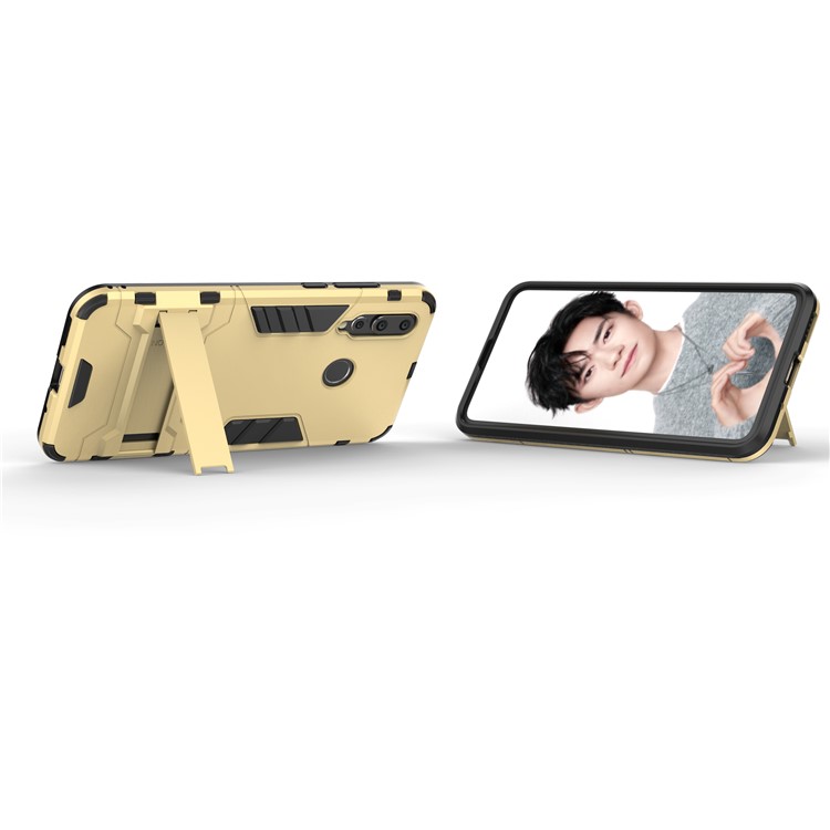 Cool Guard Kickstand Plastic + TPU Hybrid Cell Phone Case for Huawei nova 4 - Gold-3