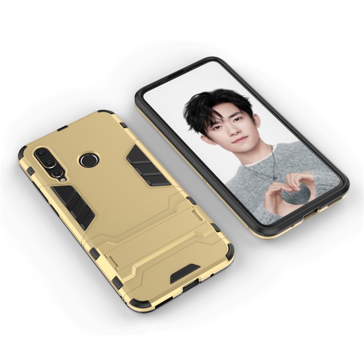 Cool Guard Kickstand Plastic + TPU Hybrid Cell Phone Case for Huawei nova 4 - Gold-4