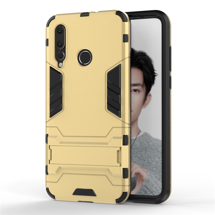 Cool Guard Kickstand Plastic + TPU Hybrid Cell Phone Case for Huawei nova 4 - Gold-5