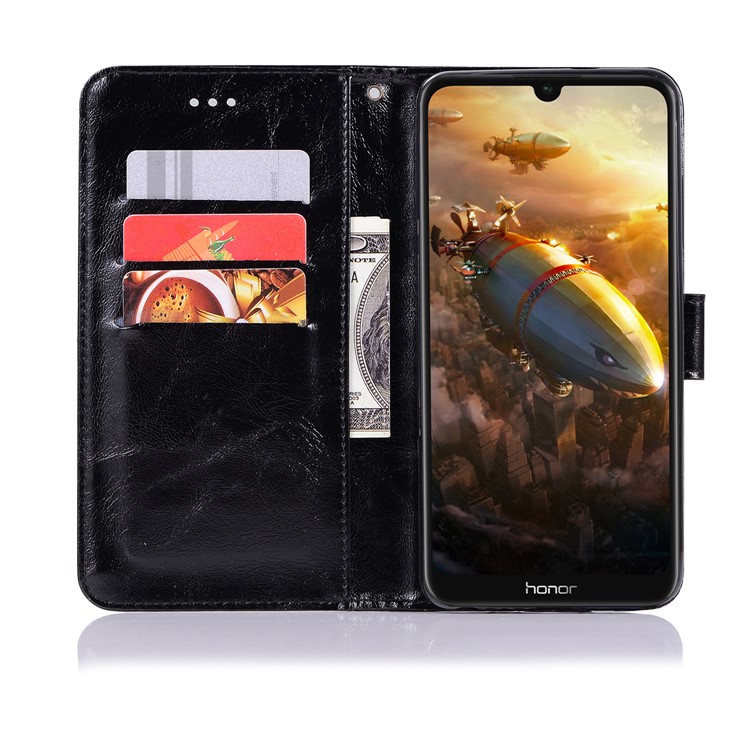 Custodia A Portafoglio Vintage In Pelle Premium Per Huawei Honor 8A - Nero-4