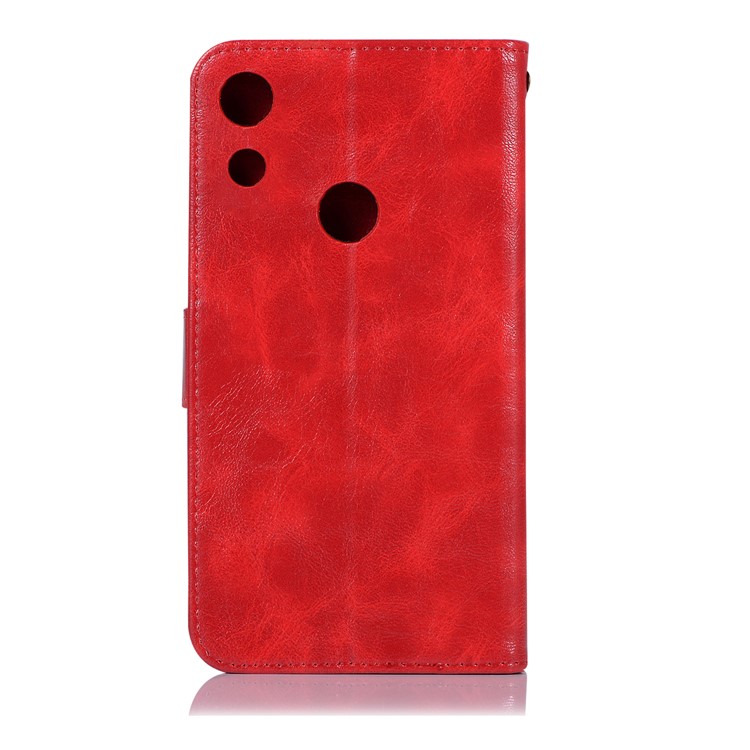 Premium Vintage Leather Wallet Case Shell for Huawei Honor 8A - Red-3