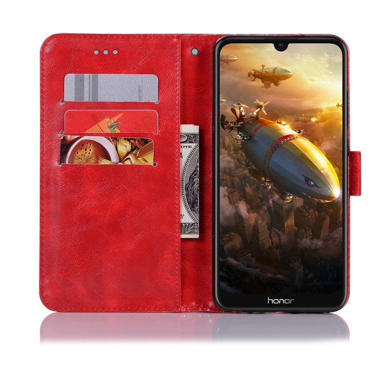 Premium Vintage Leather Wallet Case Shell for Huawei Honor 8A - Red-4