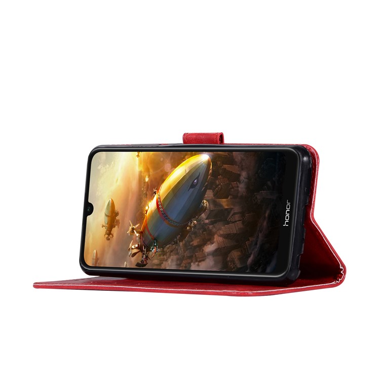 Premium Vintage Leather Wallet Case Shell for Huawei Honor 8A - Red-5