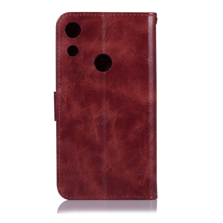 Premium Vintage Leather Wallet Phone Case for Huawei Honor 8A - Wine Red-3