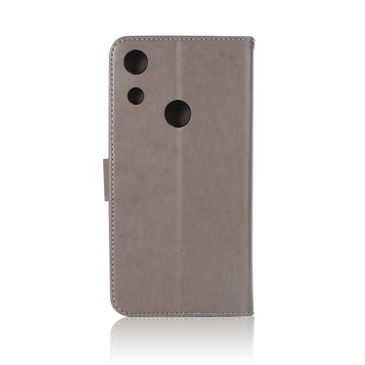 Imprinted Dream Catcher Owl Leather Wallet Cover for Huawei Honor 8A - Grey-3