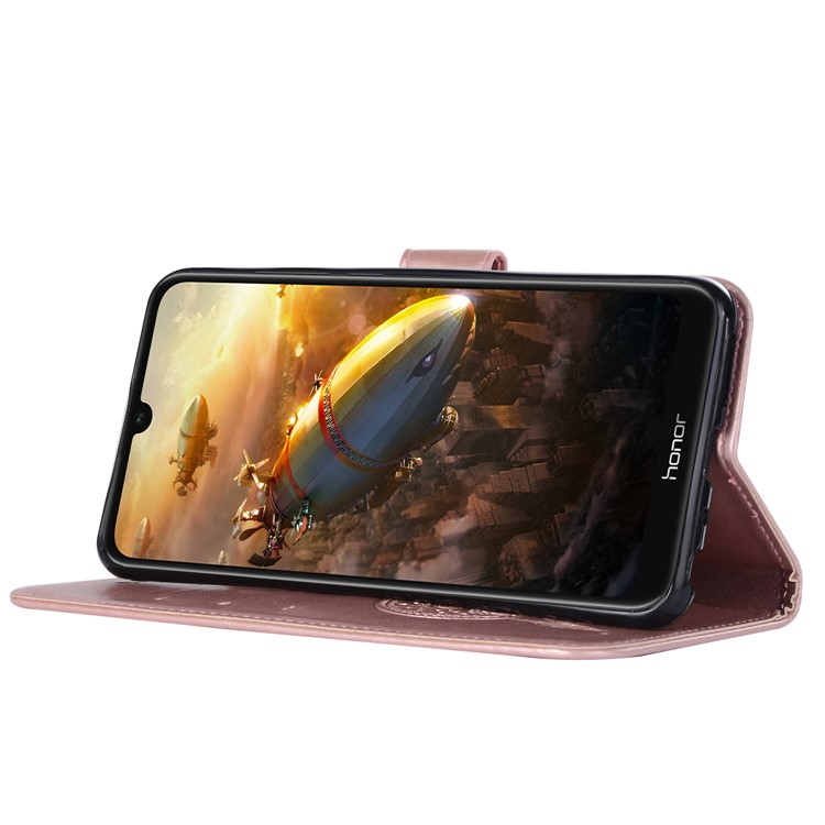 Gedruckter Traumfänger Eul Leder Brieftasche Stand Hülle Für Huawei Honor 8a - Roségold