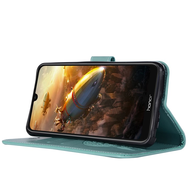 Couverture de Boîtier de Porte-coque en Cuir en Cuir en Cuir de Rêve Imprimé Pour Huawei Honor 8a - Cyan