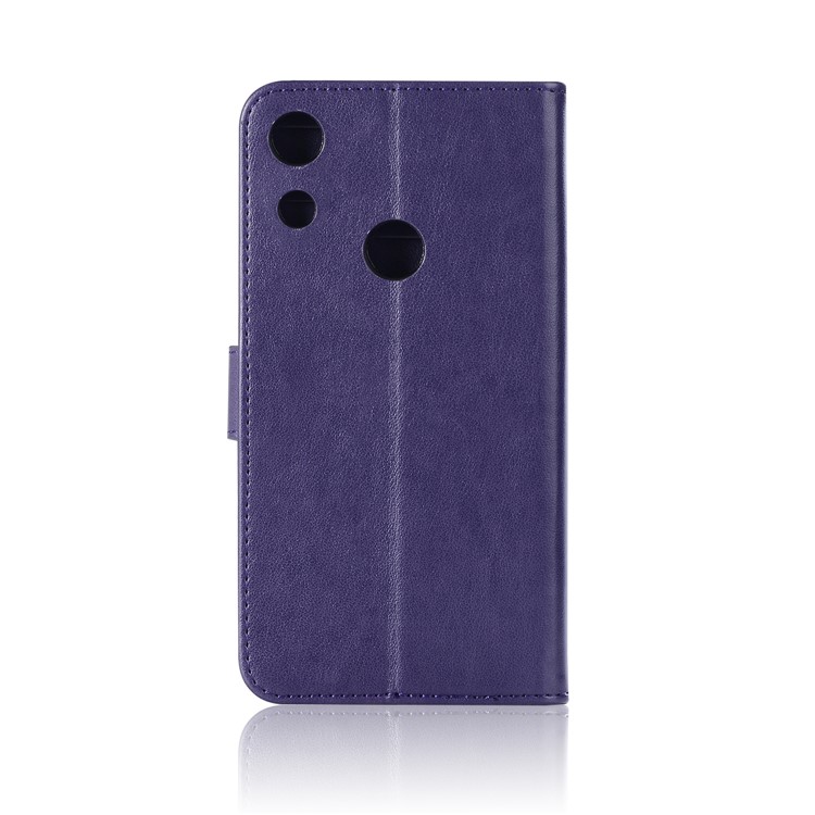 Imprinted Dream Catcher Owl Leather Stand Case with Card Slots for Huawei Honor 8A - Purple-3