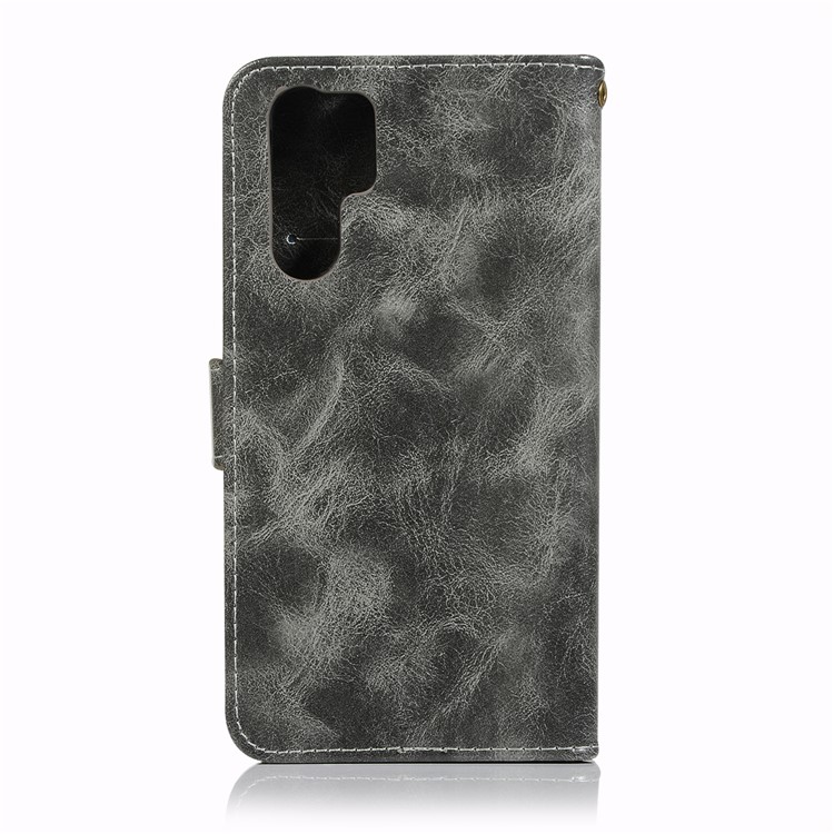 Vintage Premium PU Leather Wallet Cover with Stand for Huawei P30 Pro - Grey-3