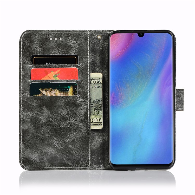 Vintage Premium PU Leather Wallet Cover with Stand for Huawei P30 Pro - Grey-4