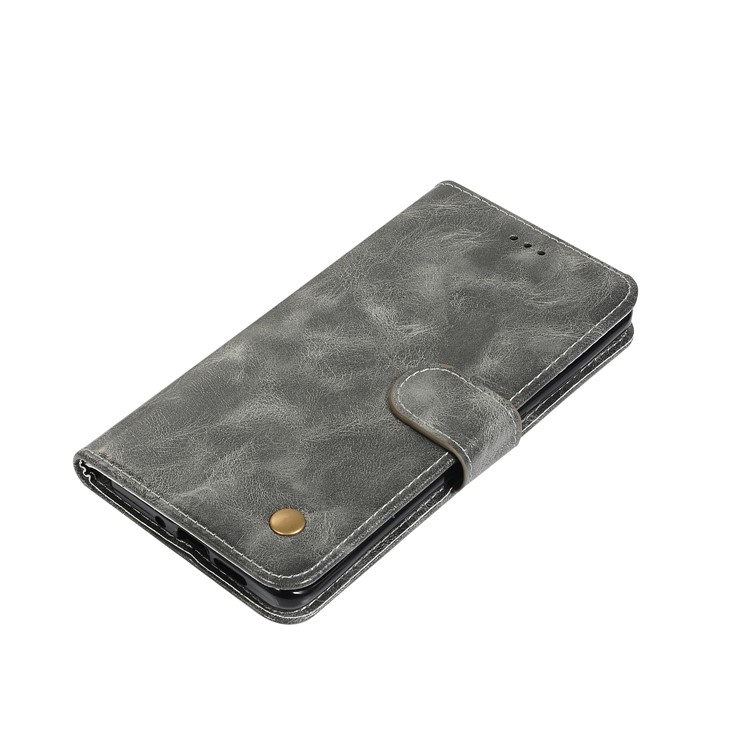 Vintage Premium PU Leather Wallet Cover with Stand for Huawei P30 Pro - Grey-7