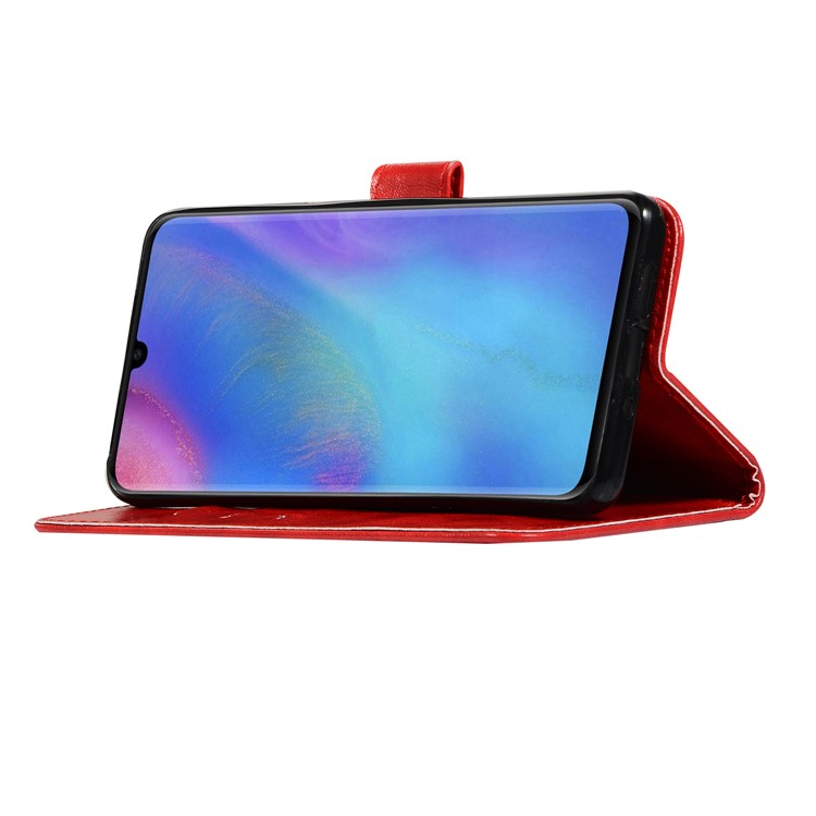 Vintage Premium PU Leder Brieftasche Schale Mit Ständer Für Huawei P30 Pro - Rot-6