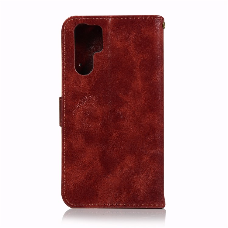 Vintage Premium PU Leather Wallet Casing with Stand for Huawei P30 Pro - Wine Red-3