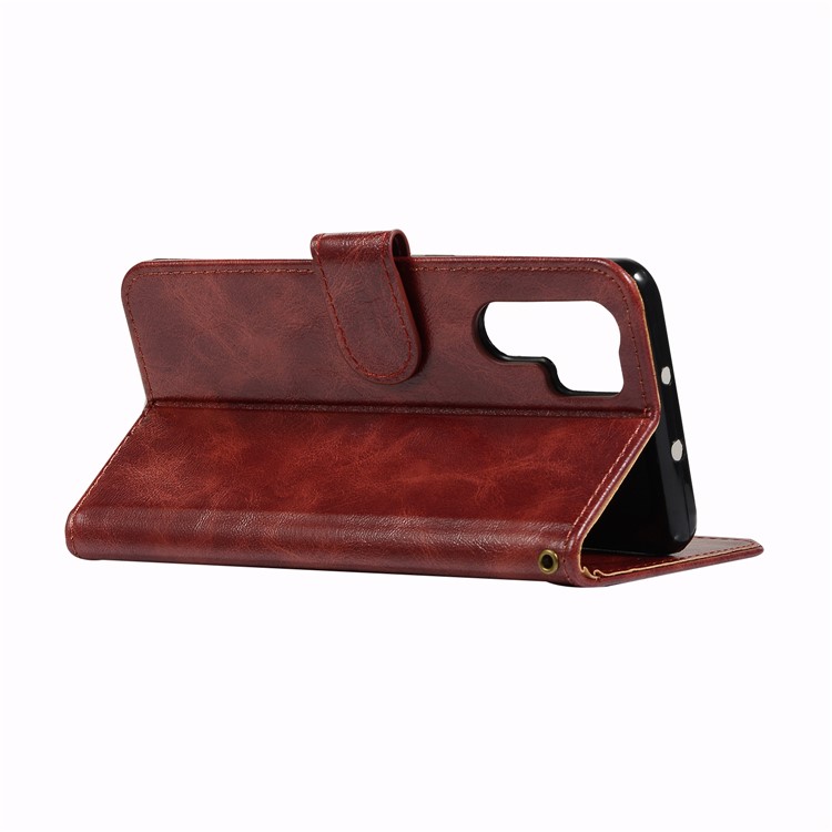 Vintage Premium PU Leather Wallet Casing with Stand for Huawei P30 Pro - Wine Red-5