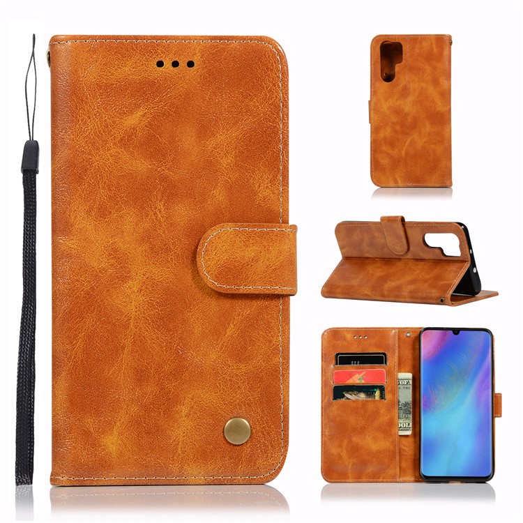 Vintage Premium PU Leder Brieftasche Handyhülle Mit Ständer Für Huawei P30 Pro - Braun-1