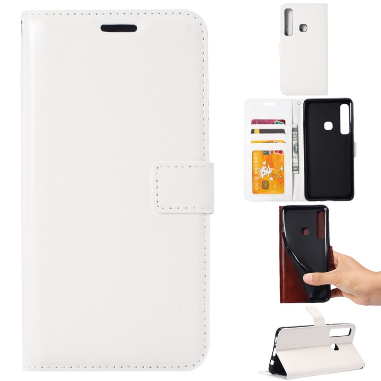 Crazy Horse Texture Wallet Stand Leather Phone Cover for Huawei P30 Lite - White-1