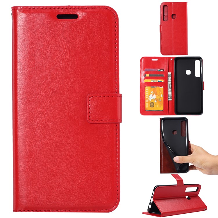 Crazy Horse Texture Wallet Stand Leather Phone Shell for Huawei P30 Lite - Red-1