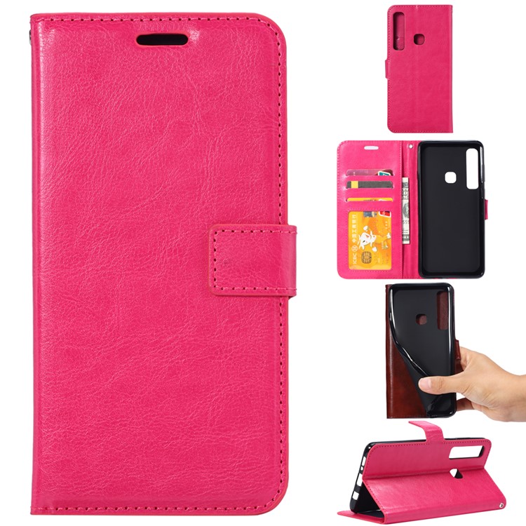 Portafoglio Pazzesco Da Cavalletto In Pelle Per Telefono Huawei P30 Lite - Rosa-1