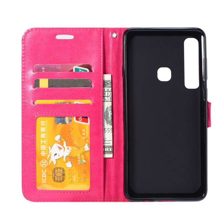 Portafoglio Pazzesco Da Cavalletto In Pelle Per Telefono Huawei P30 Lite - Rosa-4