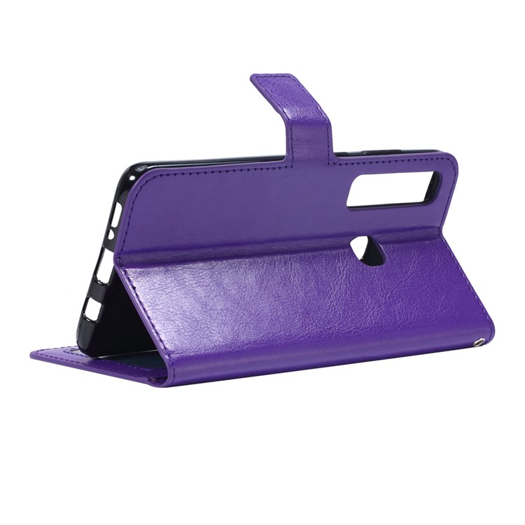 Crazy Horse Texture Wallet Stand Leather Cell Phone Case for Huawei P30 Lite - Purple-4