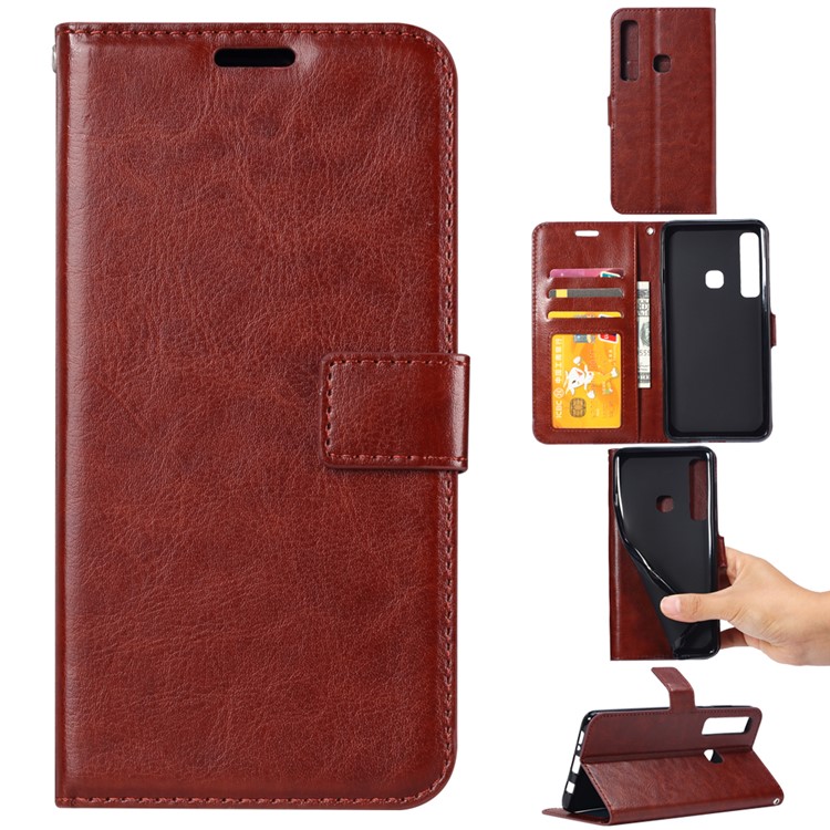 Crazy Horse Texture Wallet Stand Leather Protective Cover for Huawei P30 Lite - Brown-1