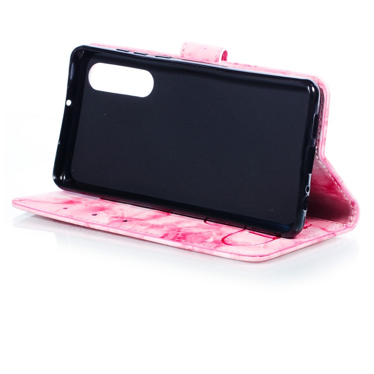 Imprinted Lover Heart Pattern Marble Leather Cover for Huawei P30 - Red-7