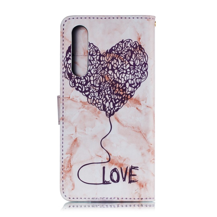 Imprinted Lover Heart Pattern Marble Leather Shell for Huawei P30 - Purple-3