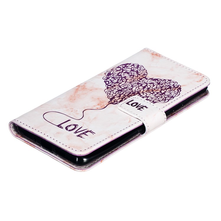 Imprinted Lover Heart Pattern Marble Leather Shell for Huawei P30 - Purple-4