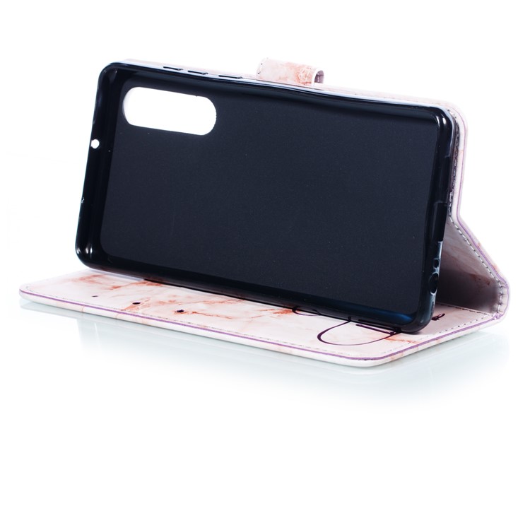 Imprinted Lover Heart Pattern Marble Leather Shell for Huawei P30 - Purple-6