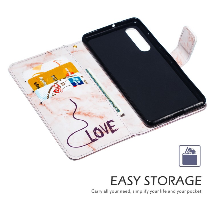 Imprinted Lover Heart Pattern Marble Leather Shell for Huawei P30 - Purple-7