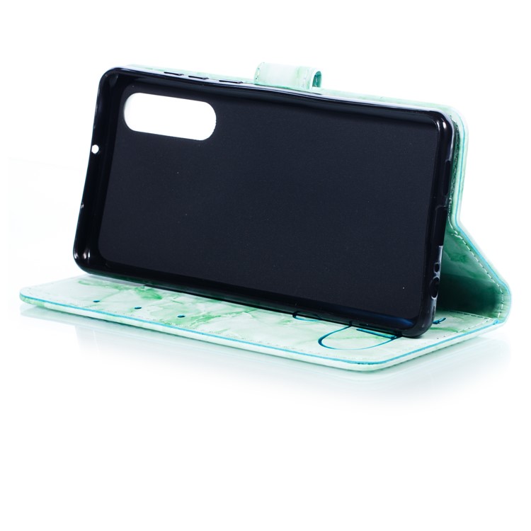 Imprinted Lover Heart Pattern Marble Leather Mobile Phone Case for Huawei P30 - Green-5