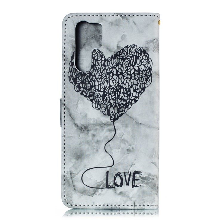 Imprinted Lover Heart Pattern Marble Leather Case for Huawei P30 Pro - Black-3